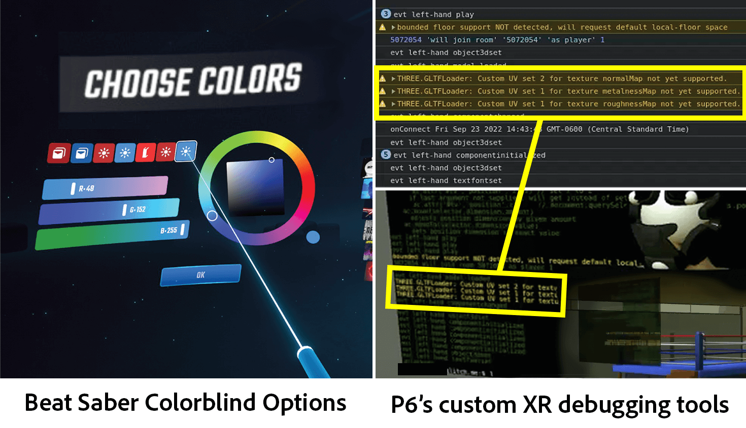 Examples of developers' development environments for XR Accessibility